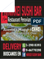 Menú Nikkei Sushi Bar Macul Junio 2020