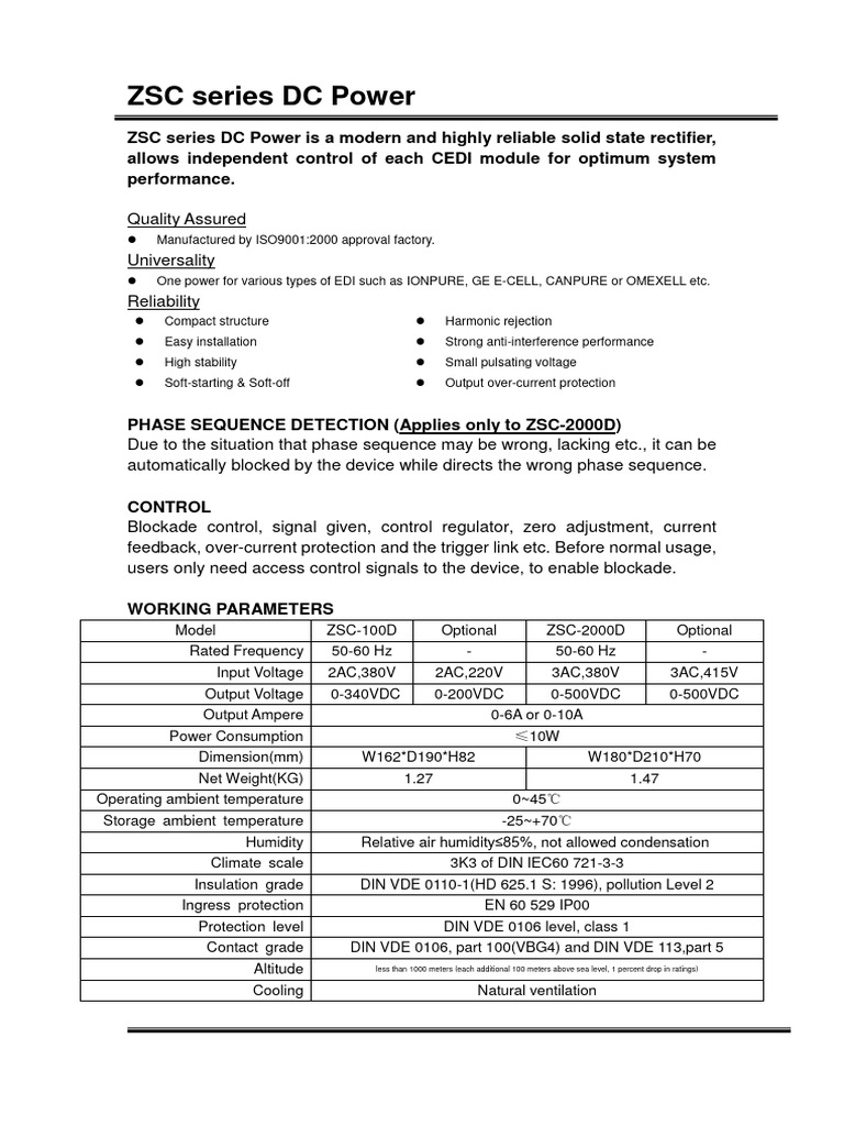 ZSC Power Module | PDF | Rectifier | Physical Quantities