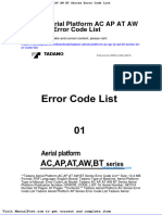 Tadano Aerial Platform Ac AP at Aw BT Series Error Code List