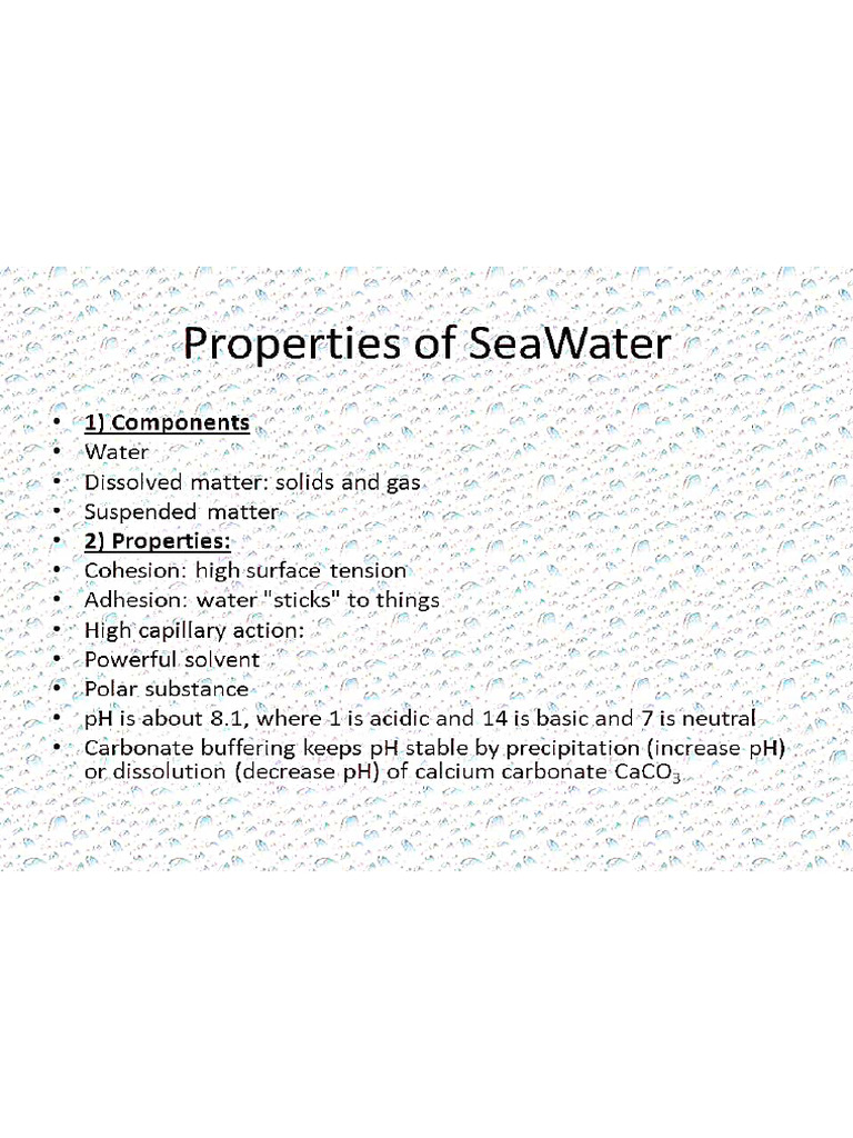 Properties of Sea Water PDF