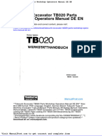 Takeuchi Excavator Tb020 Parts Workshop Operators Manual de en
