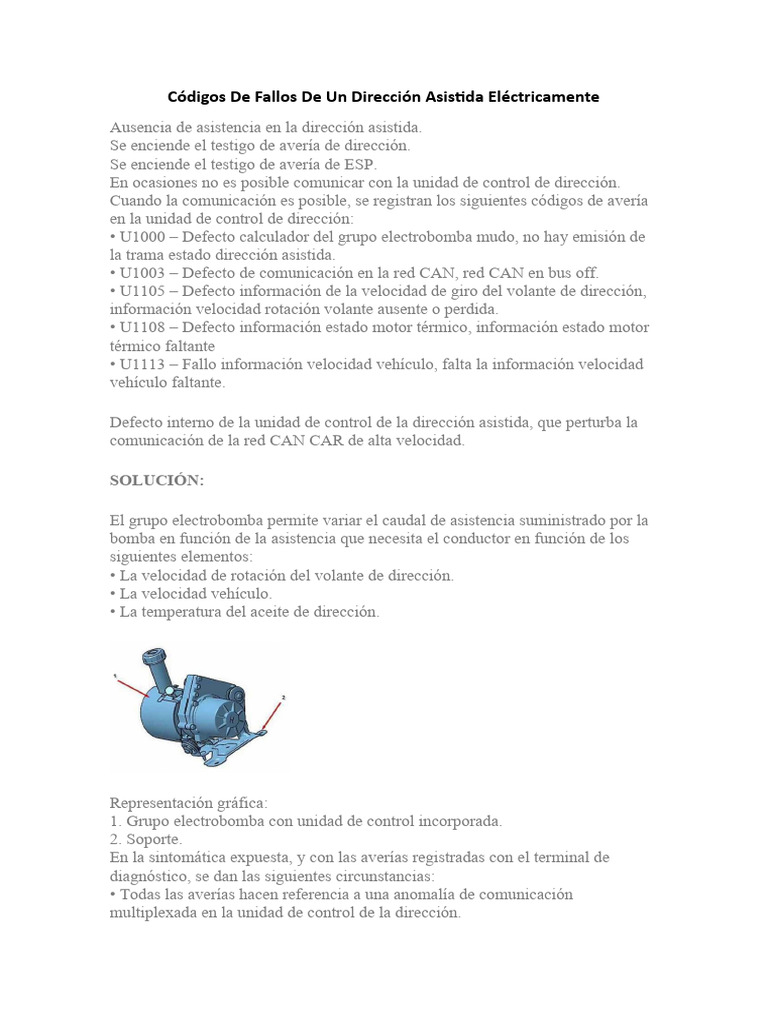 Códigos de Fallo en Dirección Asistida | PDF | Conector eléctrico | Sensor