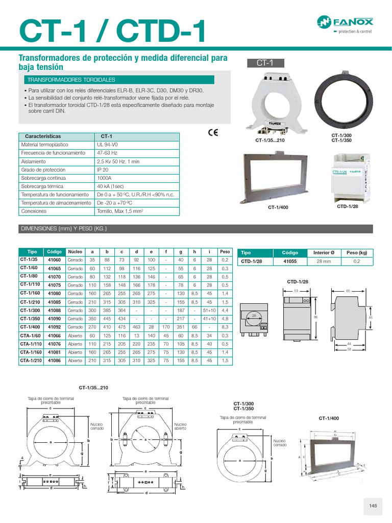 Transformadores Toroidales CT-1 y CTD-1 | PDF | Cantidades fisicas ...