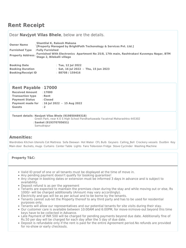 Room Rent Receipt | PDF | Leasehold Estate | Private Law