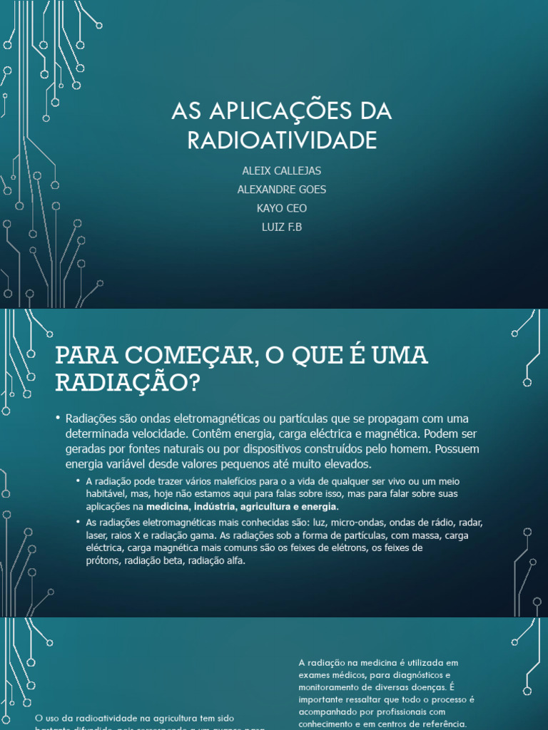 As Aplicações Da Radioatividade | PDF | Radiação eletromagnética ...
