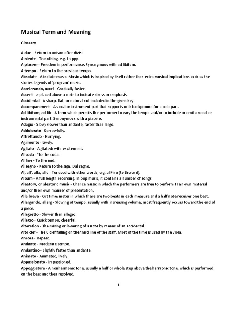 Musical Term and Meaning Chord (Music) Scale (Music)