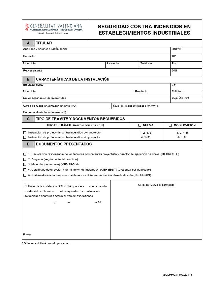 Seguridad Incendios Industria: Trámites | PDF
