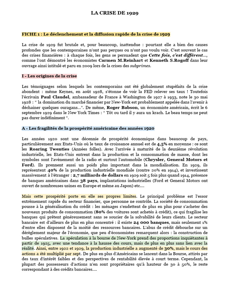 Origines et impacts de la crise de 1929 | PDF | New Deal | Krach de 1929