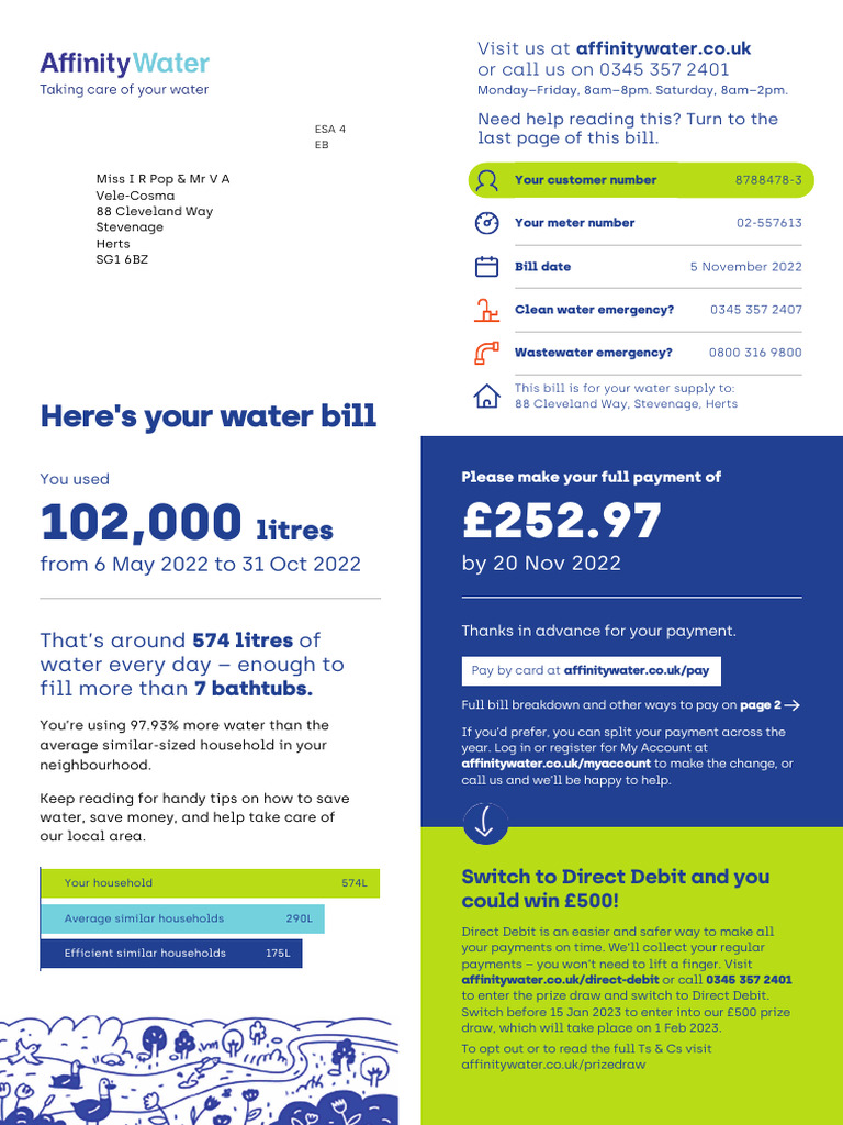 Affinity Water Bill Overview for Customers | PDF | Service Industries ...