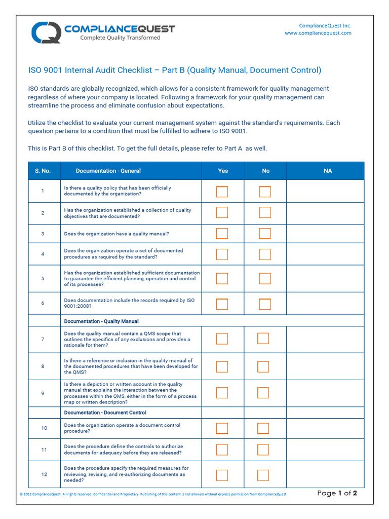 Iso 9001 Audit Part B | PDF | Quality Management System | Iso 9000