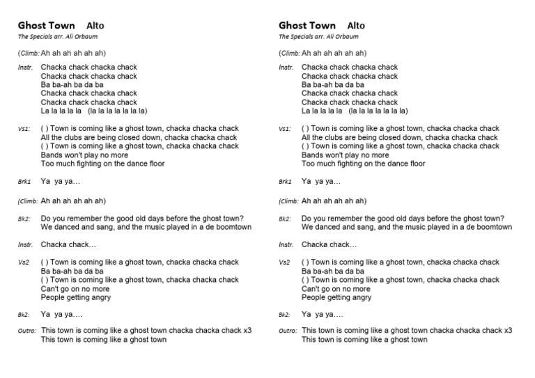 Ghost Town Alto Words 2up PDF