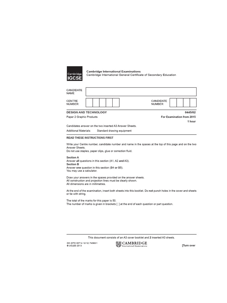 Design & Tech Exam Guide | PDF | Paper