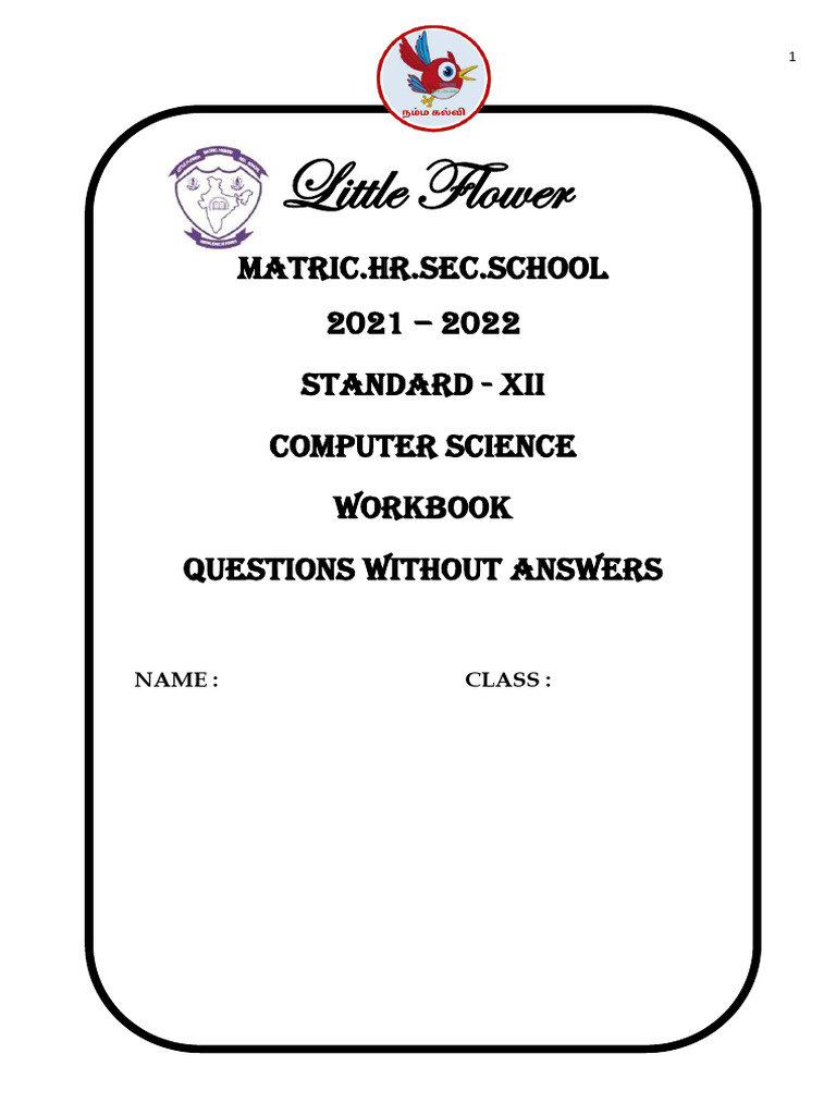 12th Computer Science Workbook PDF | PDF | Relational Database | Scope ...