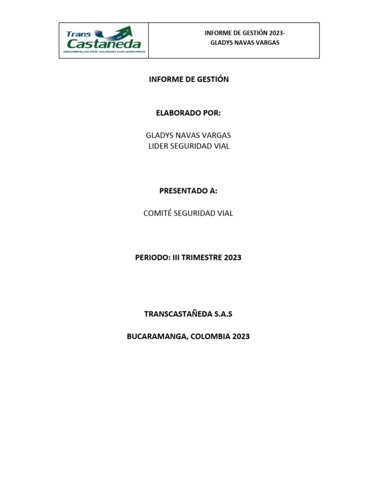 Informe de Gestión - III Periodo | PDF | Transporte