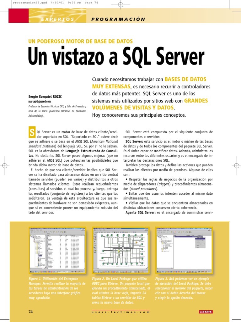 Un Vistazo A SQL Server | PDF | Servidor SQL de Microsoft | SQL