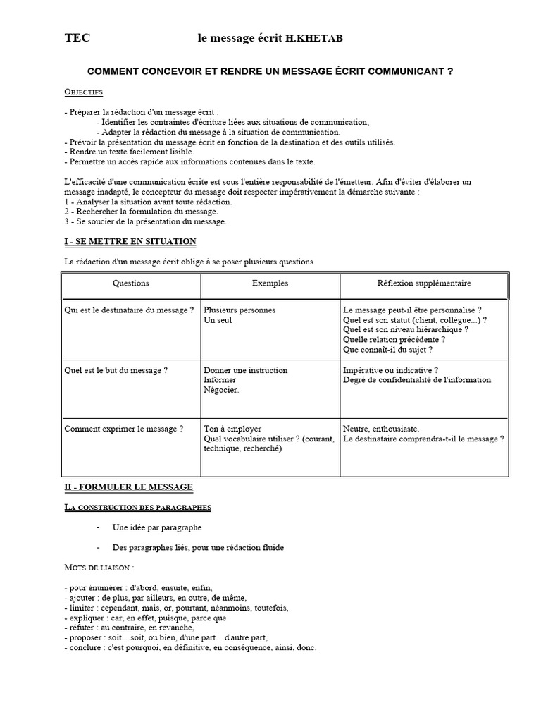 Rédiger un Message Efficace | PDF | la communication | Orthographie