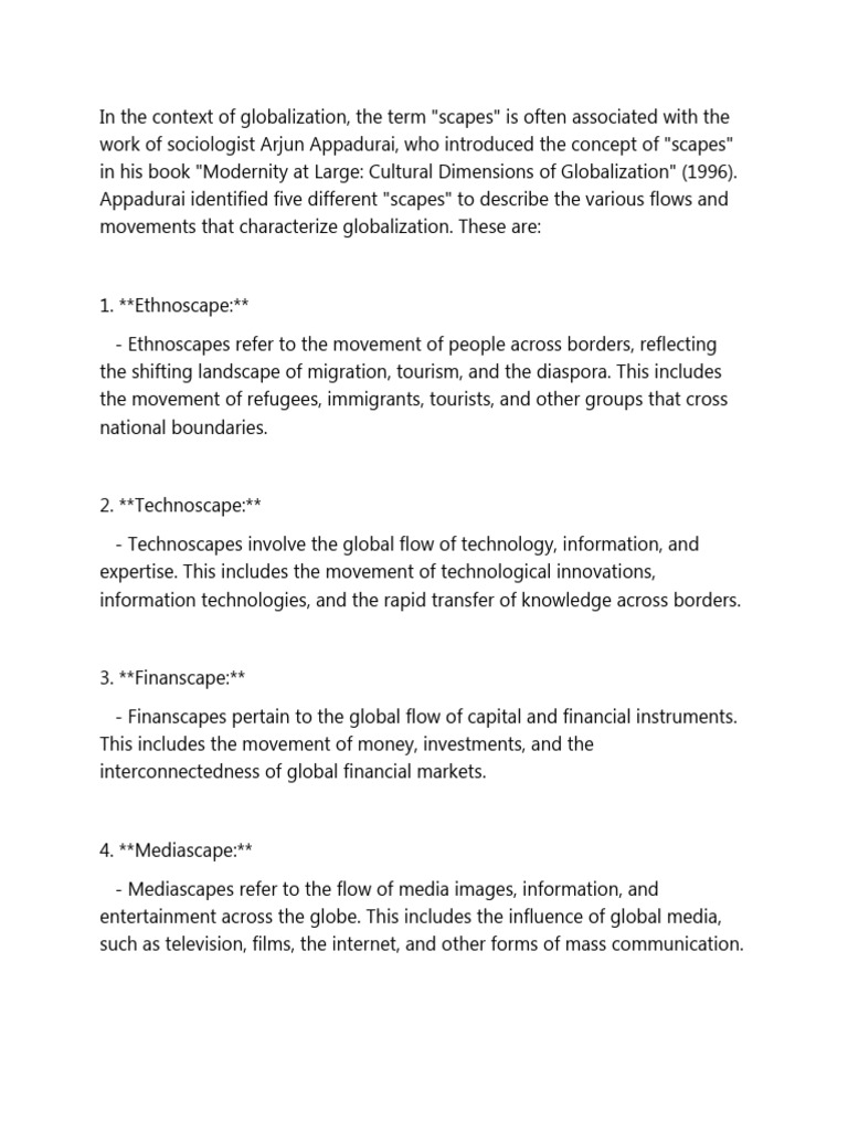 Appadurai's Five Scapes of Globalization | PDF | History