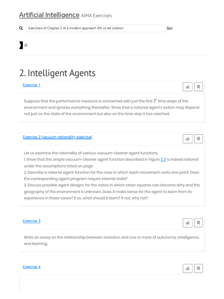 AIMA 4th Edition Exercises Overview | PDF | Rationality | Artificial ...
