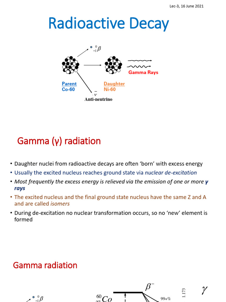 Lecture3 (Radioactive Decay) PDF Radioactive Decay Radionuclide