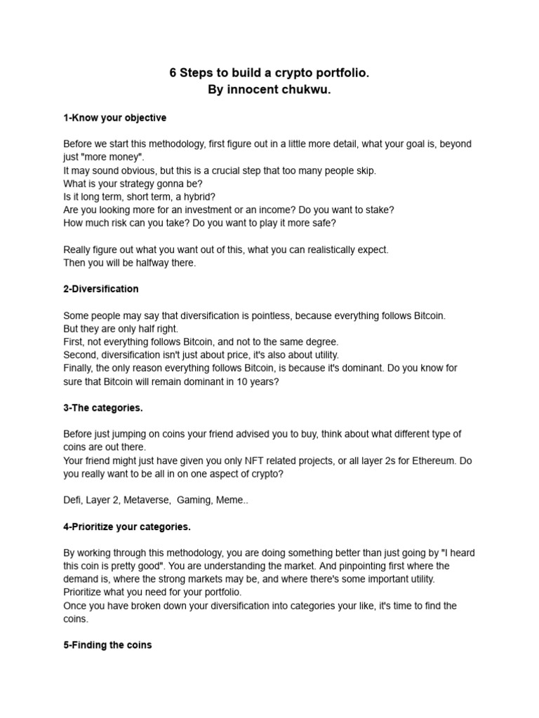 6 Steps To Build A Crypto Portfolio | PDF | Cryptocurrency |  Diversification (Finance)