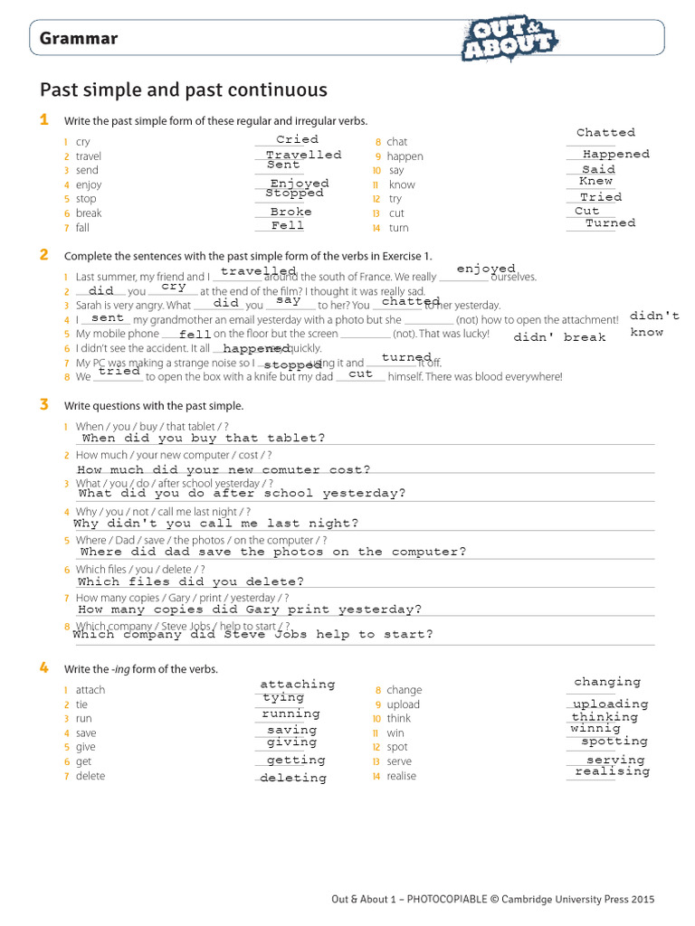 OA1 Grammar Worksheets Final | PDF