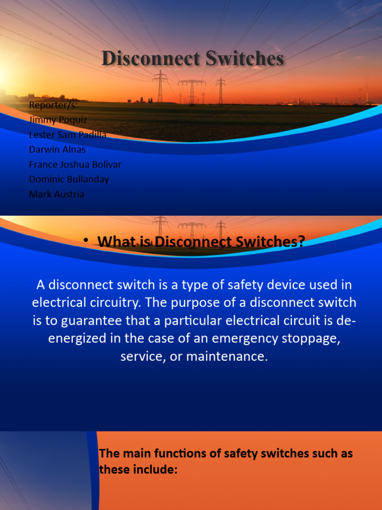 Types and Functions of Disconnect Switches | PDF | Switch | Electrical ...
