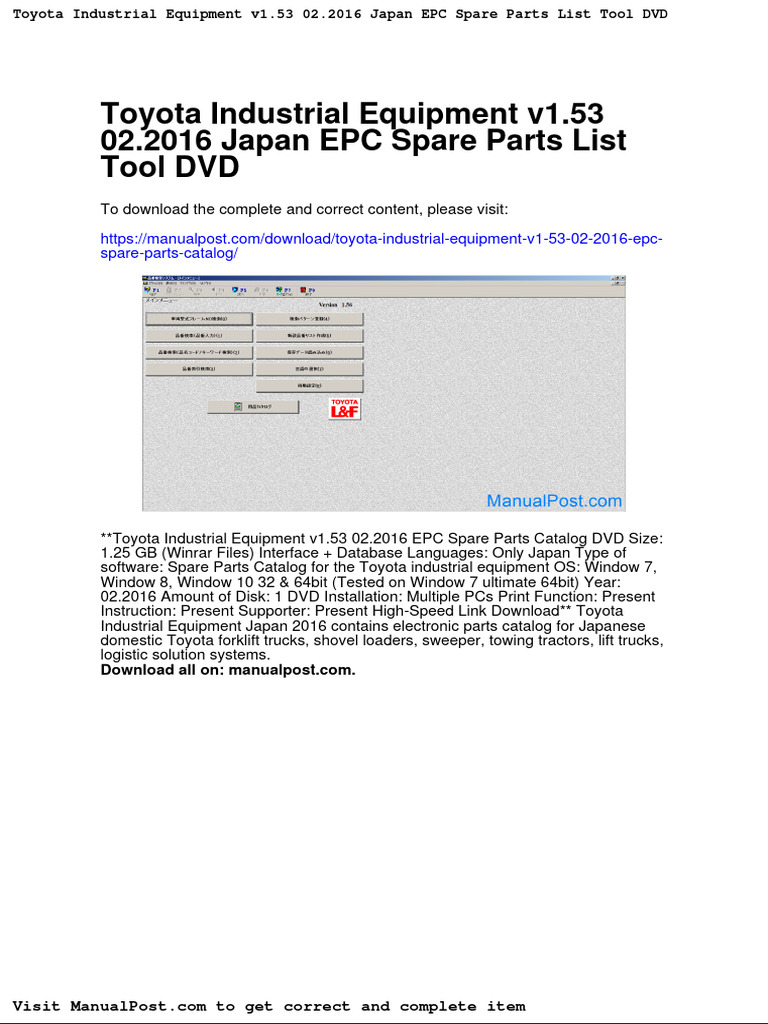 Toyota Industrial Equipment v1!53!02 2016 Epc Spare Parts Catalog PDF