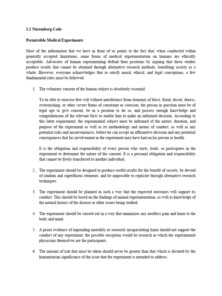 Ncm 108 nuremberg code declaration of helsinki belmont report pdf