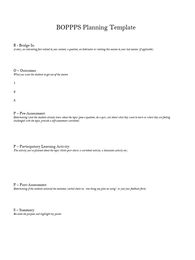BOPPPS Template | PDF