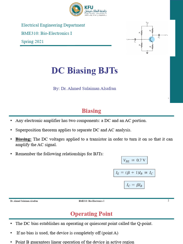 DC Biasing Techniques for BJTs | PDF | Bipolar Junction Transistor ...