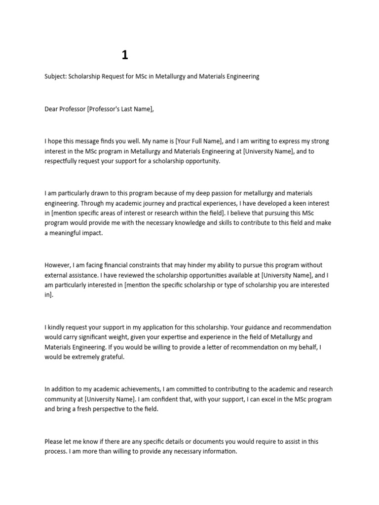 MSc Scholarship Appeal: Metallurgy | PDF | Engineering | University