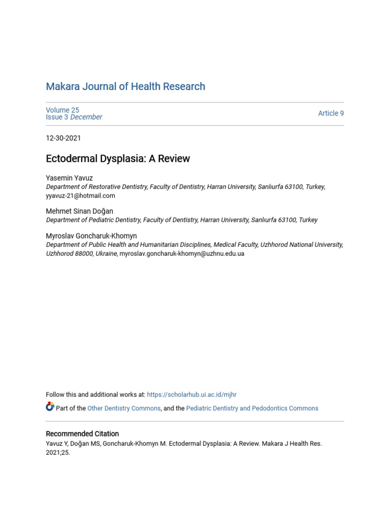 Ectodermal Dysplasia - A Review | PDF | Health Sciences | Diseases And ...