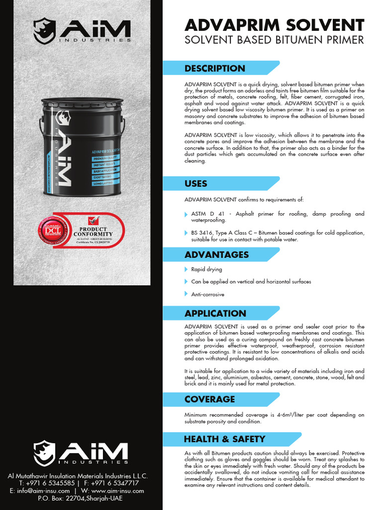 ADVA PRIM (Primer) | PDF | Concrete | Coating