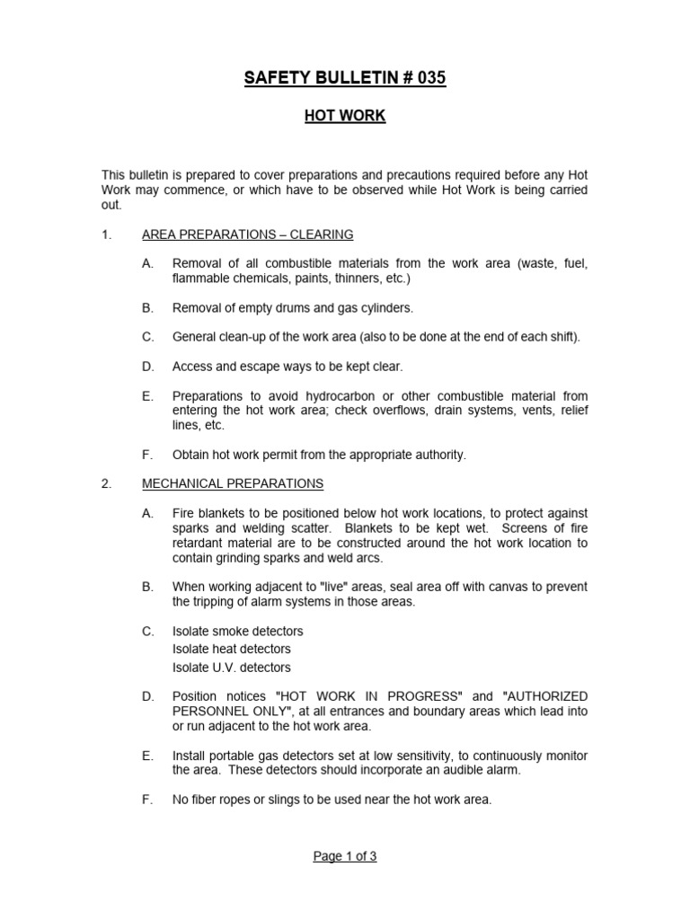 Hot Work Safety Precautions Guide | PDF | Welding | Construction