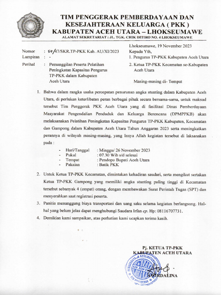 Undangan Peserta Seminar PKK | PDF
