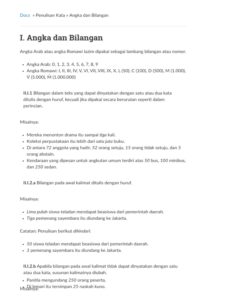 Panduan Penulisan Angka dan Bilangan | PDF