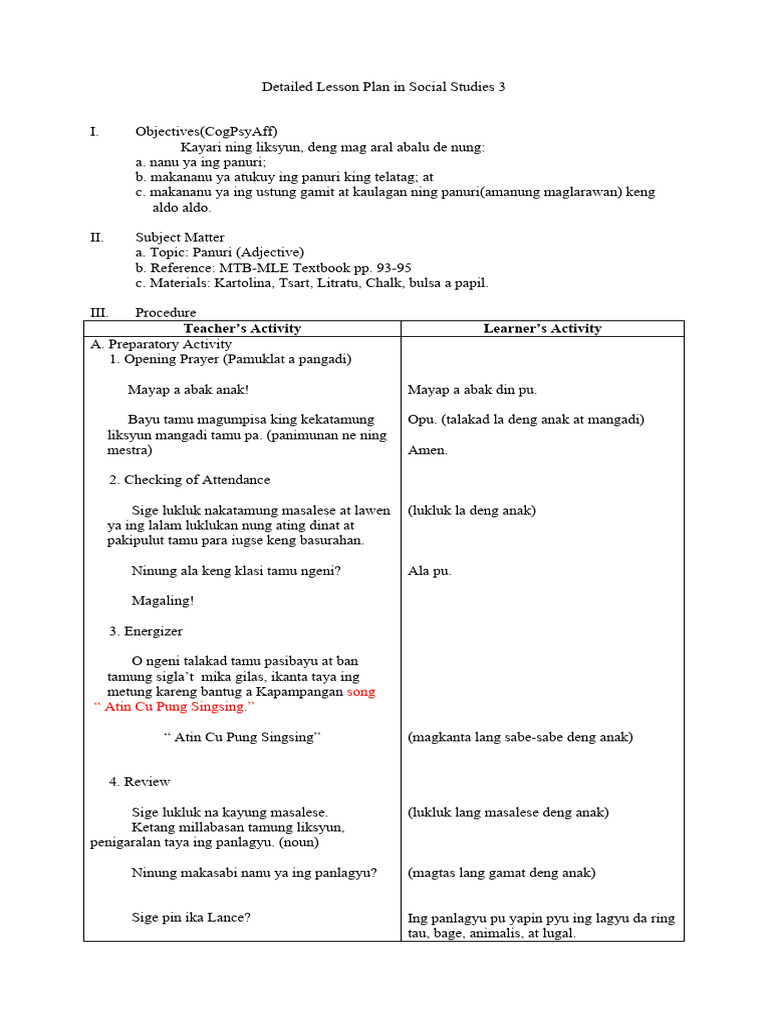 Sample Lesson Plan | PDF