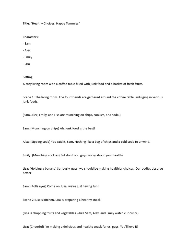 Script For Playmaking | PDF | Cooking | Cuisine