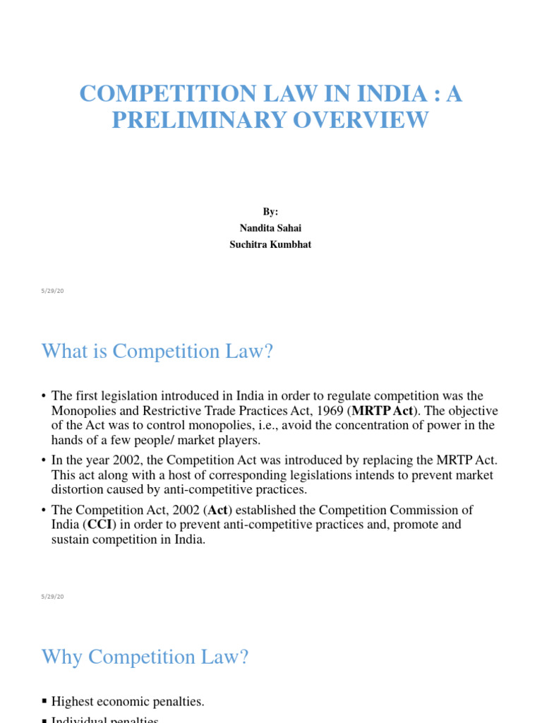 Overview of Competition Law in India | PDF | Competition Law | Cartel