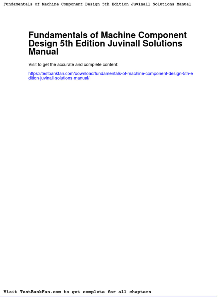 Fundamentals of Machine Component Design 5th Edition Juvinall Solutions