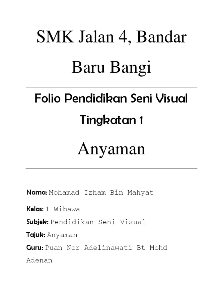 Folio Seni Tingkatan 1