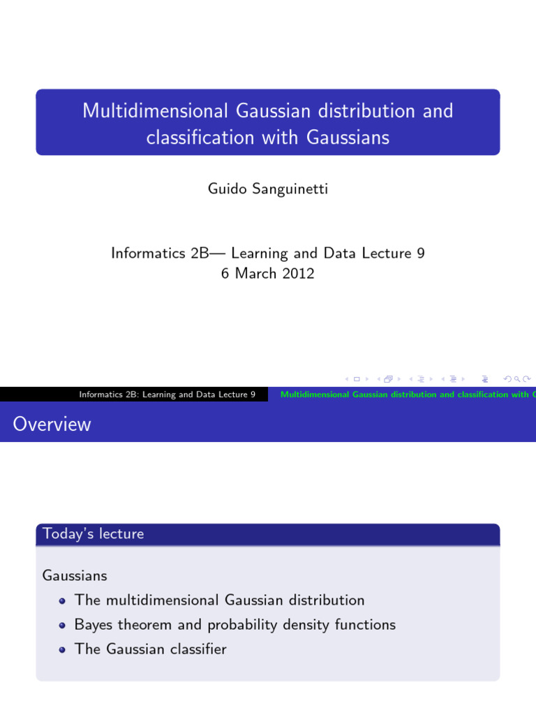Multidimensional Gaussian Distribution Overview | PDF | Normal ...