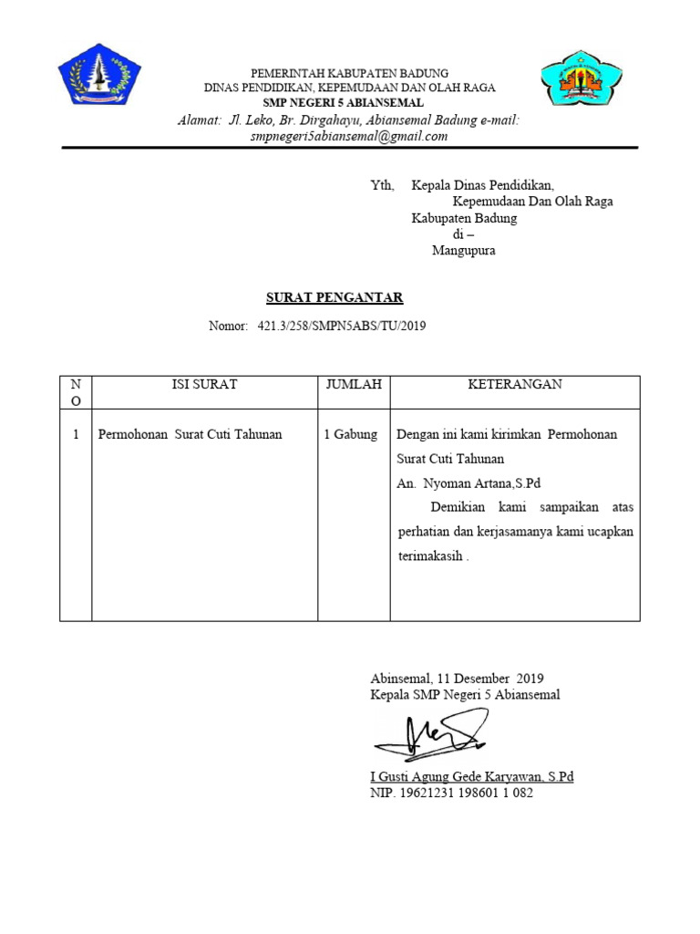 Surat Pengantar Cuti Pdf