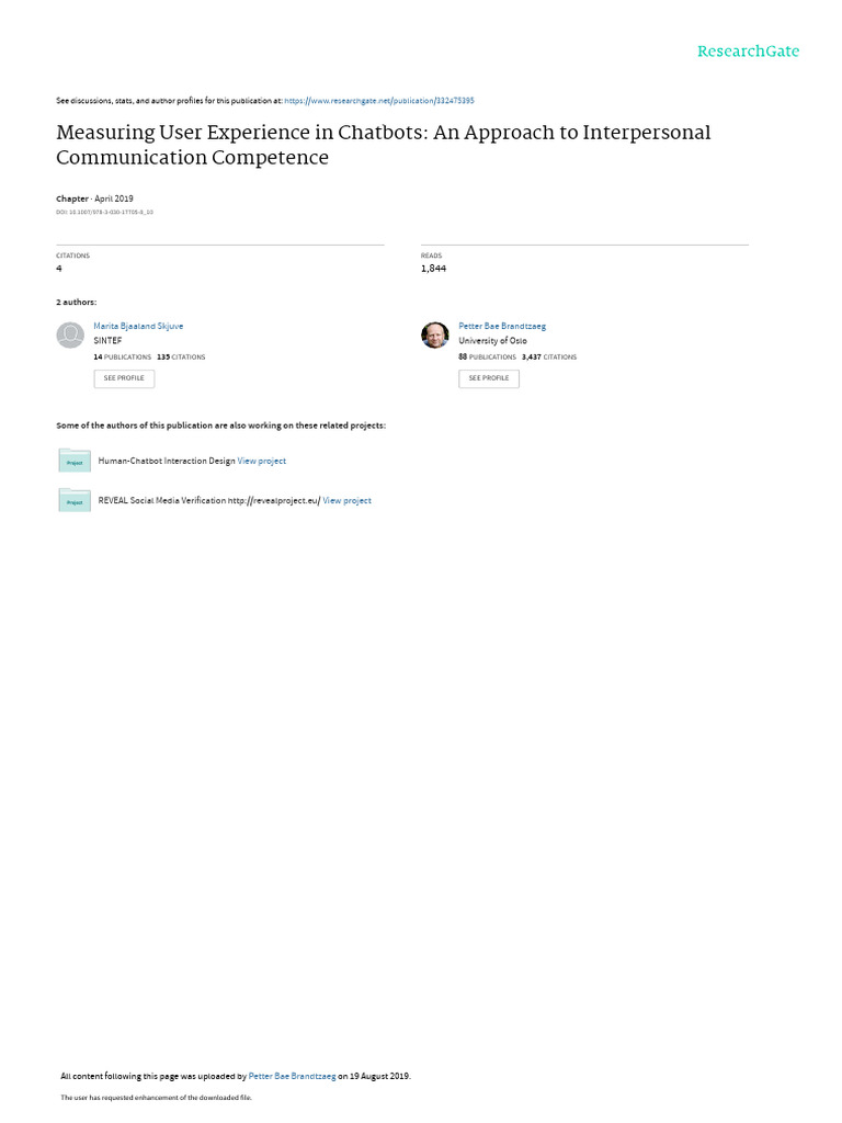Skjuve 2018 - Measuring User Experience in Chatbots - An Approach To ...