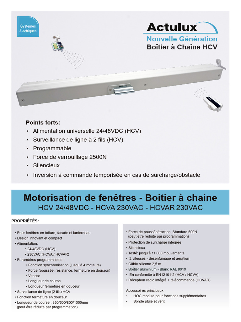 Motorisation de fenêtres HCV/HCVA/HCVAR | PDF | Conception | Ingénierie