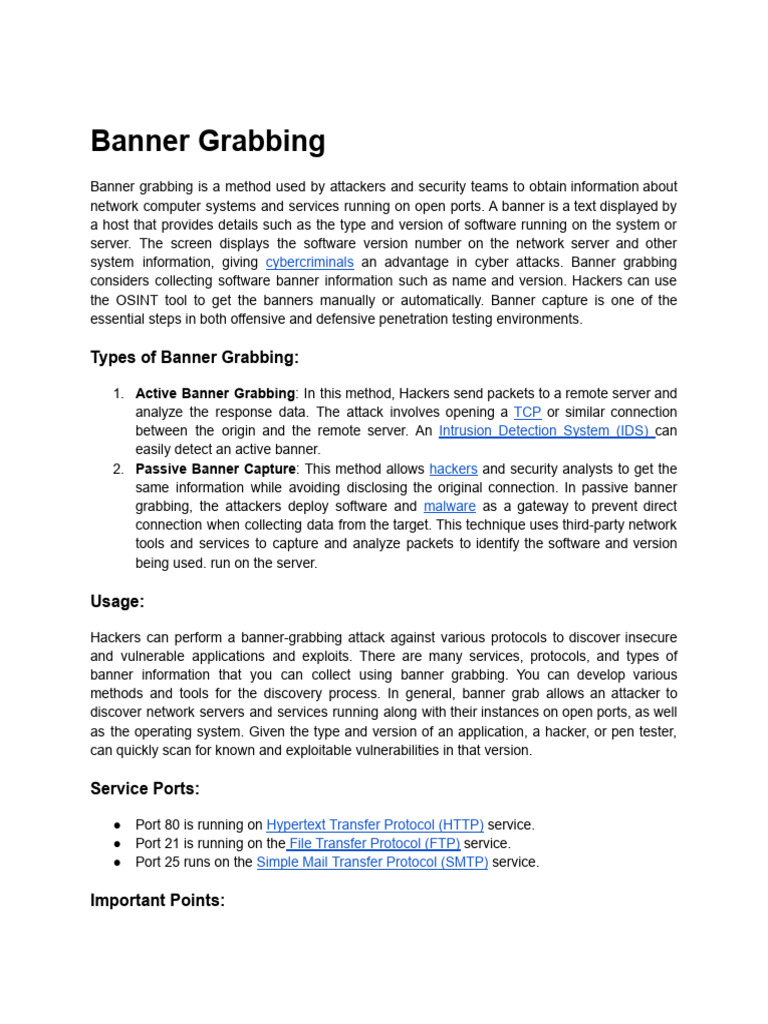 Banner Grabbing PDF Security Computer Security