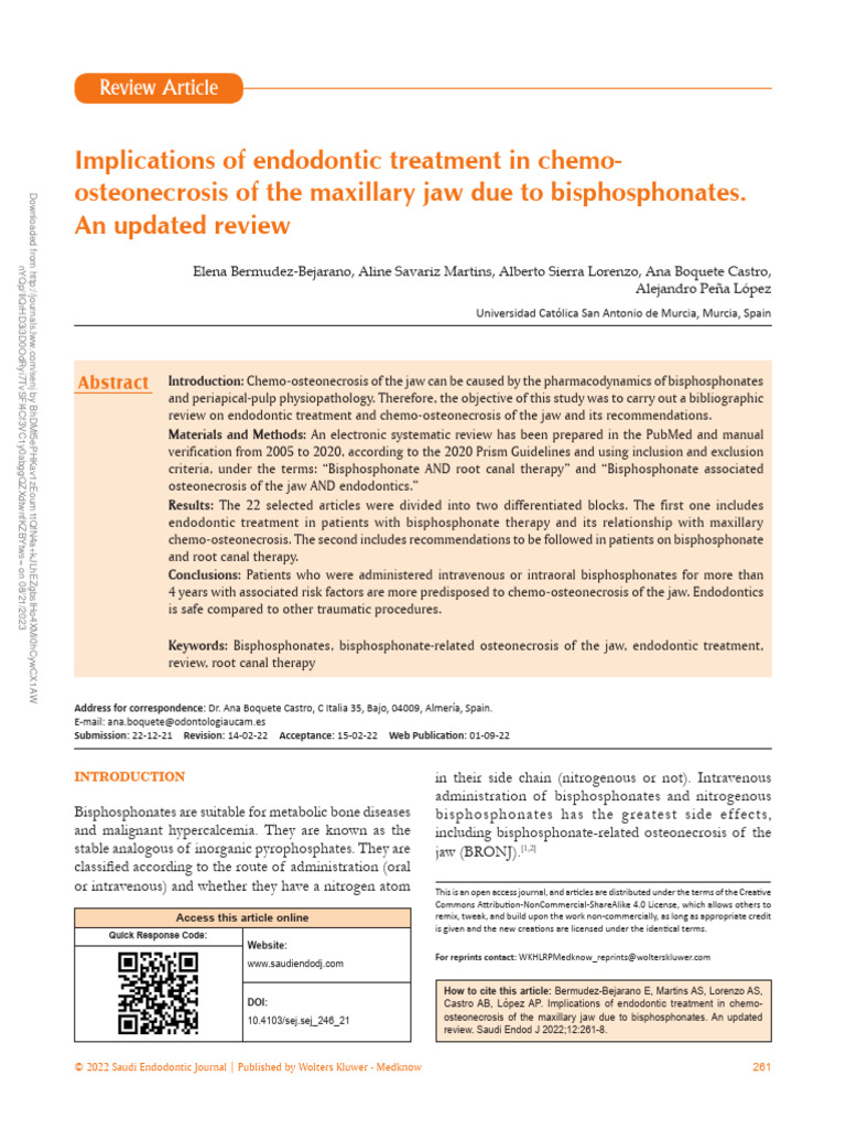 Implications of Endodontic Treatment In.4 PDF Medicine Causes Of