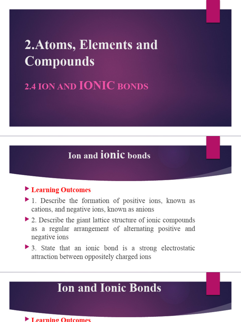 Ionic and Covalent Bonding PDF Ion Ionic Bonding