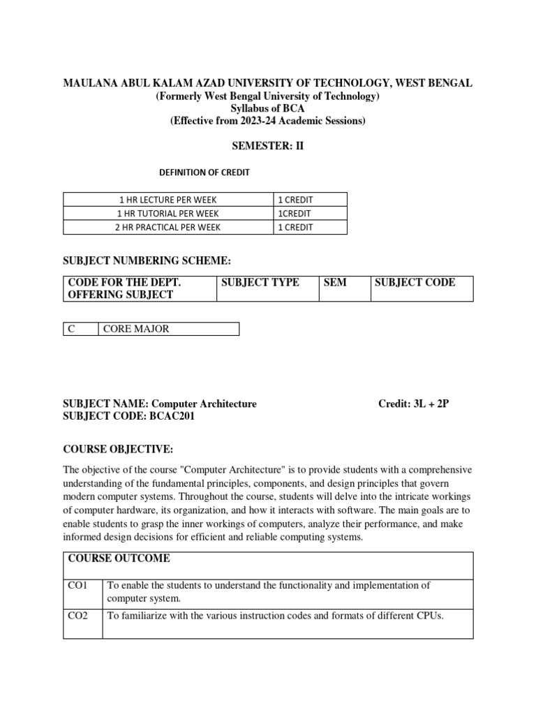 Calicut University BCA Syllabus 2024 | PDF | Html Element | World Wide Web