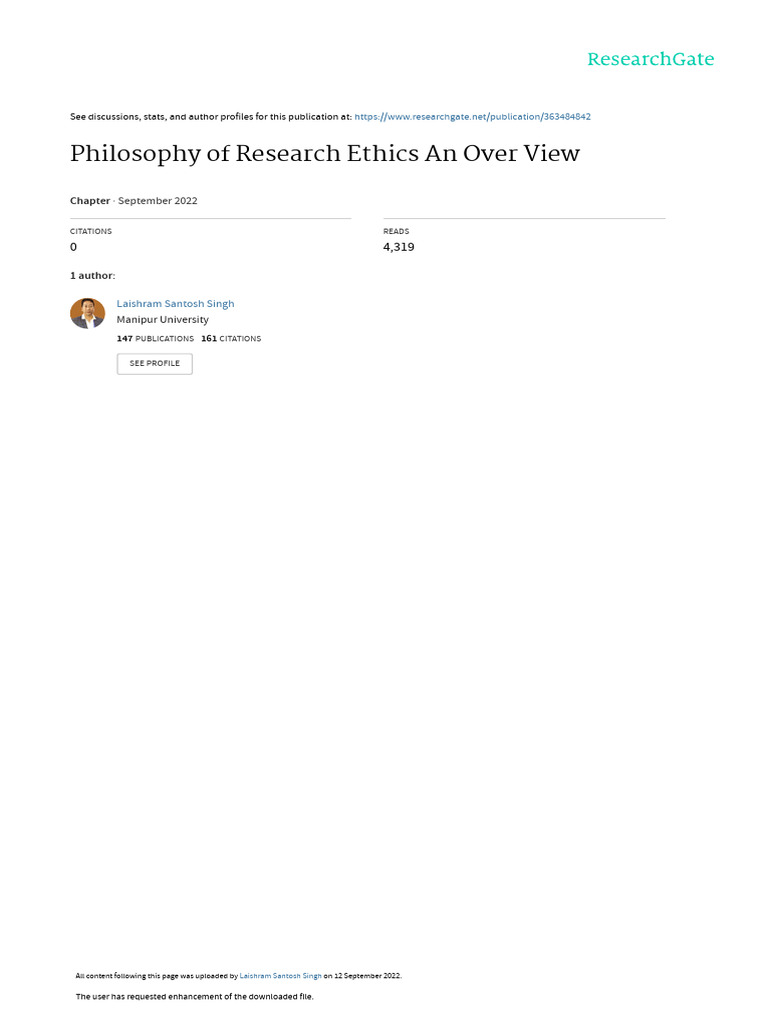 Overview of Research Ethics Philosophy | PDF | Methodology | Scientific ...